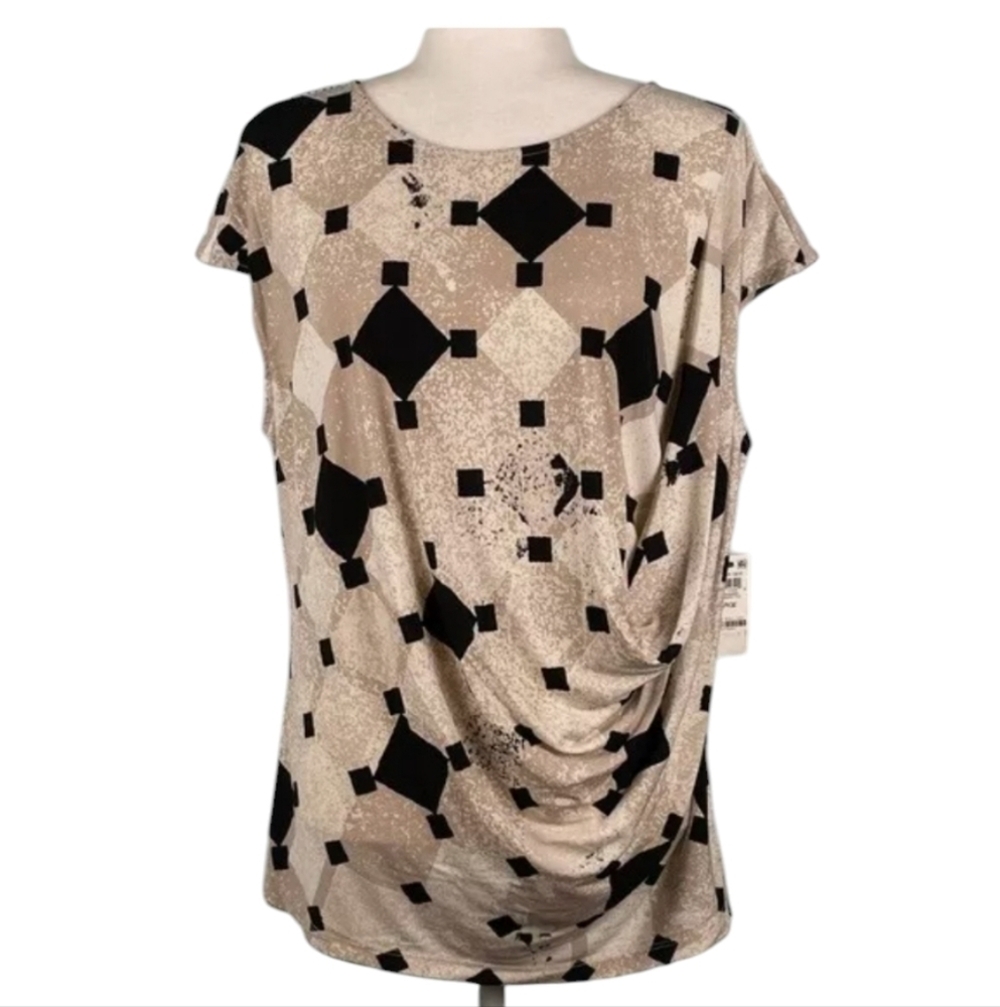 Alfani Draped Printed Blouse